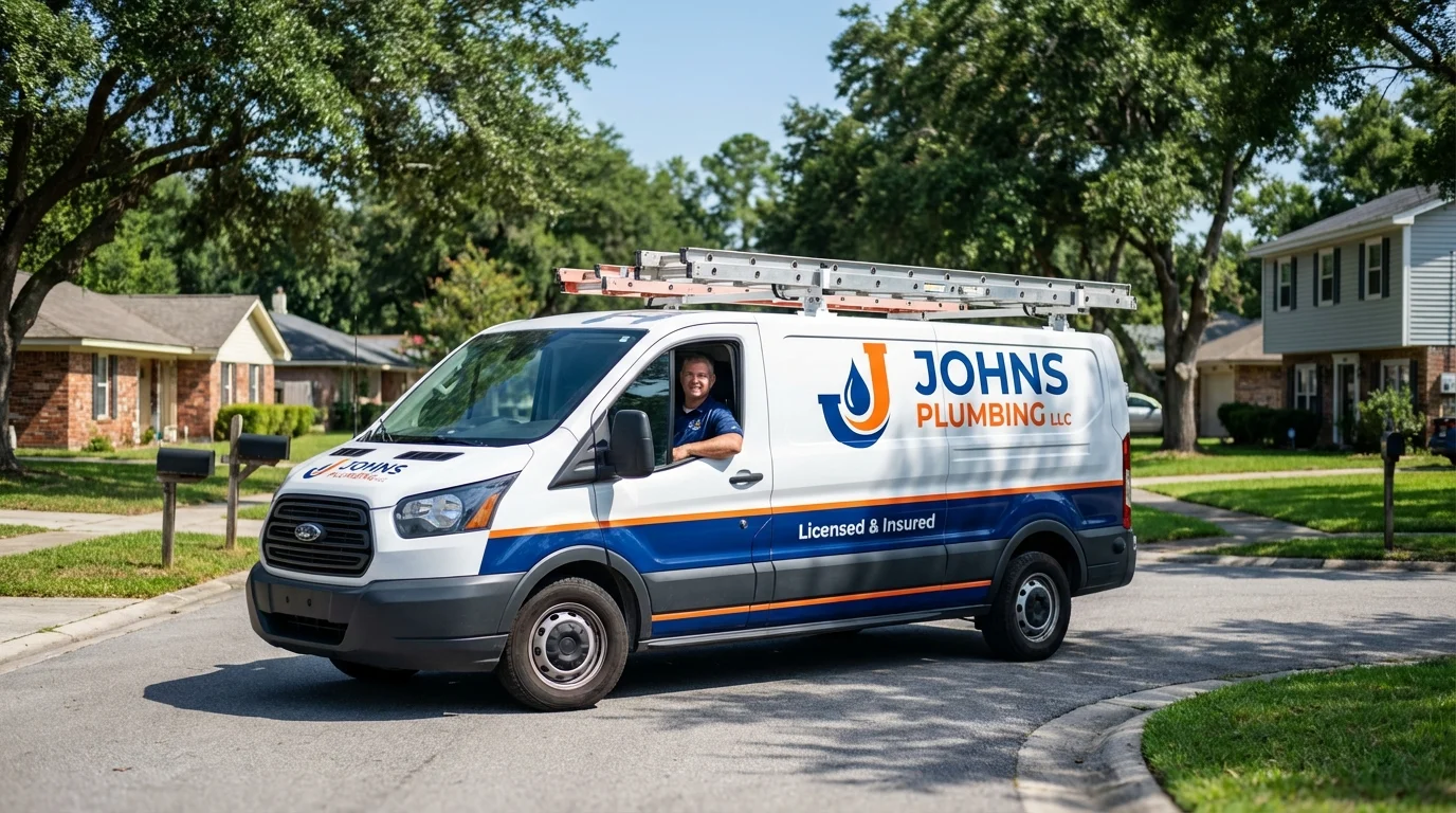 Johns Plumbing LLC service van in Vassar, MI