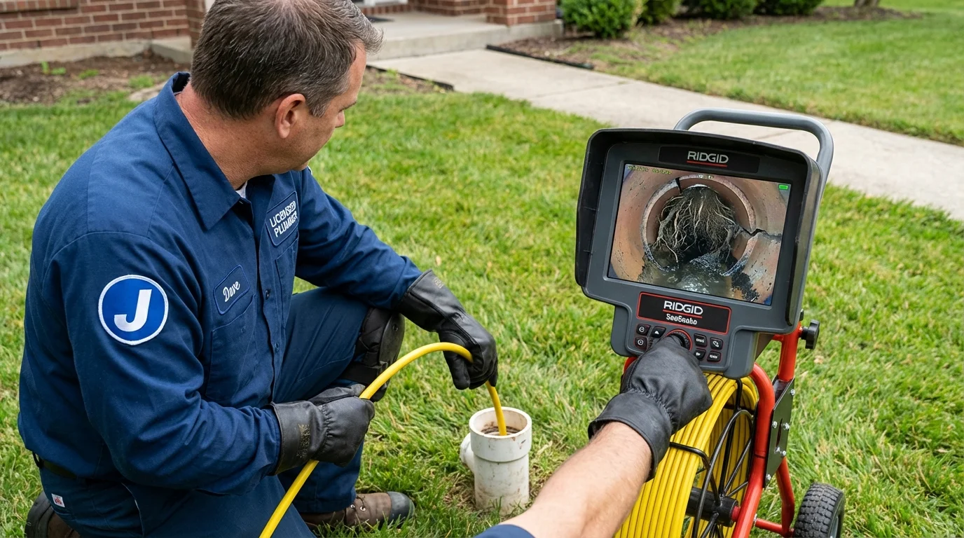 Sewer camera inspection being performed by Johns Plumbing LLC in Vassar